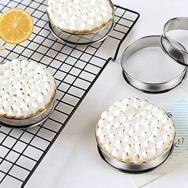 Gutsdoor 6 Pieces Muffin Tart Rings 3.15 Inch Cake Ring Mousse Mold Stainless Steel Round Rings Mold Double Rolled Englsih Muffin Rings Crumpet for Baking with Silicone Oil Brush Cleaning Brush