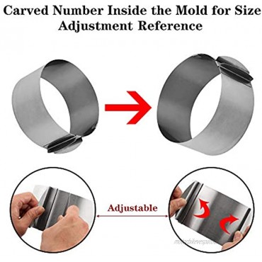 Gutsdoor Adjustable Cake Mold Ring 6-12 Inch Mousse Ring Stainless Steel Cake Mold Set 2-piece Baking Tool Square+Round