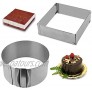 Gutsdoor Adjustable Cake Mold Ring 6-12 Inch Mousse Ring Stainless Steel Cake Mold Set 2-piece Baking Tool Square+Round