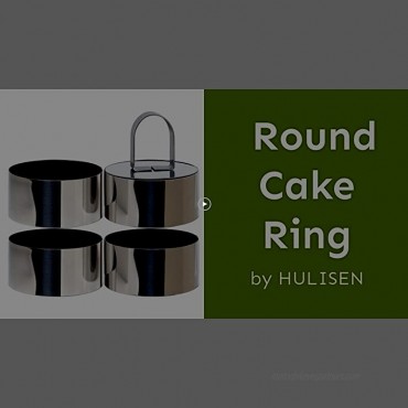 HULISEN Round Cake Ring Stainless Steel 3 inch Dessert Mousse Mold with Pusher & Lifter Cooking Rings Include 4 Rings and 1 Pusher