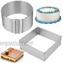 KEILEOHO 2 PCS Cake Mold Rings Retractable Stainless Steel Adjustable Mousse Cake Ring Milk Bar Mold Cake DIY Baking Mould Tool 6-12 Inch Round Cake Mold Ring and 6-11 Inch Square Cake Mold Ring