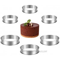 KKUYT 6 Pcs Double Rolled English Muffin Rings Professional Stainless Steel Tart Ring Set 3.15-inch & 4-inch Round Crumpet Rings Mousse Cake Ring Cooking Rings for Home Baking Food Making