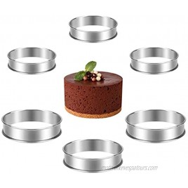 KKUYT 6 Pcs Double Rolled English Muffin Rings Professional Stainless Steel Tart Ring Set 3.15-inch & 4-inch Round Crumpet Rings Mousse Cake Ring Cooking Rings for Home Baking Food Making