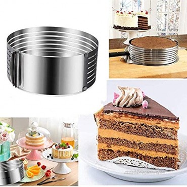 Layer Cake Slicer，Cake Leveler Adjustable 6 to 8 inch Stainless Steel Cake Ring Cake Layer Slicer Silver