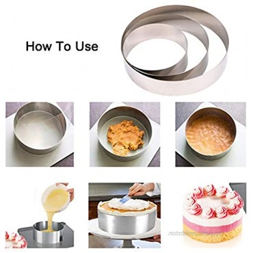 ManYee Large Round Cake Ring Set 3 Pack 4 6 8 Inch Cake & Pastry Ring Stainless Steel Cake Mousse Rings Cake Mold Set Ring Mold Baking Ring for Baking Mousse Cake Bread Biscuits Chocolate