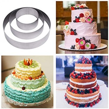 Meichu Cake Mold Ring Round Multilayer Anniversary Birthday Cake Baking Pans 3 Tier,Stainless Steel 3 Big Sizes Rings Round Molding Mousse Cake RingsRound-shape,4 Inch 6 Inch 7.8Inch,Set of 3
