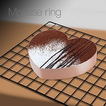 Mousse Ring Mold Dessert Ring Heartshape Nonstick Mousse Tiramisu Cake Ring Carbon Steel Baking Ring Mold for Multi Layer Cake Ideal Baking Tools for Dessert Lover and Family Champagne Gold 8In