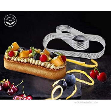 Newline NY Stainless Steel 6 Pcs Perforated Oval Rectangular Square Tart Rings Pastry Cake Molding Plating Set: 2 of each Length 5 Oval 4 Rectangle 2.75 Square x 0.8 5cm Height Pastries Ring