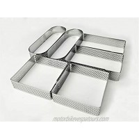 Newline NY Stainless Steel 6 Pcs Perforated Oval Rectangular Square Tart Rings Pastry Cake Molding Plating Set: 2 of each Length 5 Oval 4 Rectangle 2.75 Square x 0.8 5cm Height Pastries Ring
