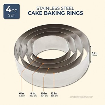 Stainless Steel Cake Baking Rings 4 Sizes 4 Pieces