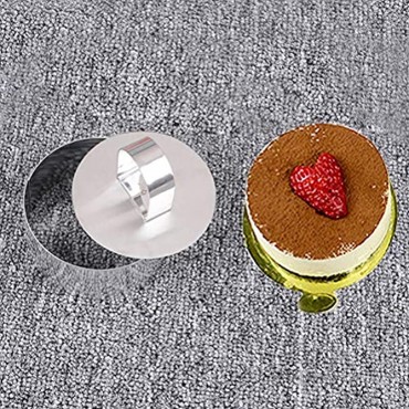 Tebery 3-Inch Stainless Steel Cake Rings Cake Mousse Mold for Pastry Cake Mousse and Pancake Set of 4 with 1 Pusher