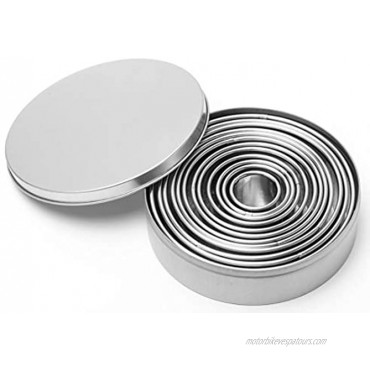 12 Pieces Round Biscuit Cookie Cutter Set Stainless Steel Circle Donut Cutter Molds Assorted Size Including One Tin Box for Storage