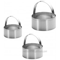 3 Pieces Round Biscuit Cutter with Handle Stainless Steel Round Circle Doughnut Cutter Baking Molds Assorted Size