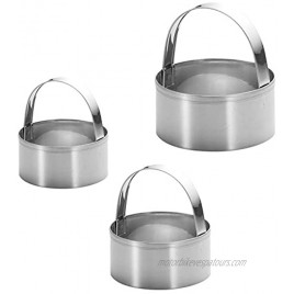 3 Pieces Round Biscuit Cutter with Handle Stainless Steel Round Circle Doughnut Cutter Baking Molds Assorted Size