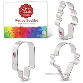 Ann Clark Cookie Cutters 3-Piece Ice Cream Cookie Cutter Set with Recipe Booklet Popsicle Hard and Soft Ice Cream Cone
