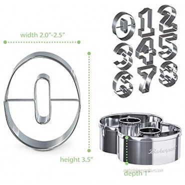 Bakerpan Stainless Steel Cookie Cutter Number Shapes Set 3 1 2 Inch with Bonus Dough Cutter
