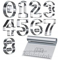 Bakerpan Stainless Steel Cookie Cutter Number Shapes Set 3 1 2 Inch with Bonus Dough Cutter