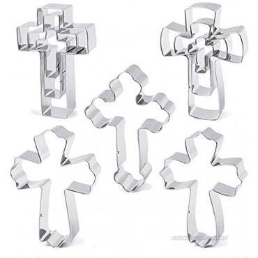 BakingWorld Cross Cookie Cutter Set 9 Piece 4 Inches Fancy Cross Shapes Stainless Steel Cookie Cutters Mold for Fondant and Biscuit