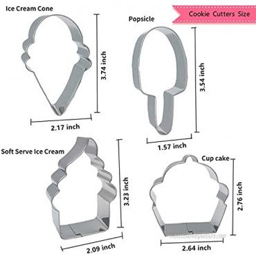 Bonropin Ice Cream Cupcake and Sweets Cookie Cutters Set6 Pieces,Stainless Steel Cutters Molds Cutters for Making Ice Cream Cone,Popsicle,Soft Serve Ice Cream,Cupcake,Love Cake and Candy
