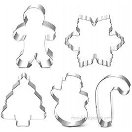 Christmas Cookie Cutter Set 5 Piece Holiday Cookies Molds Snowman Christmas Tree Gingerbread Man Candy Cane Snowflake