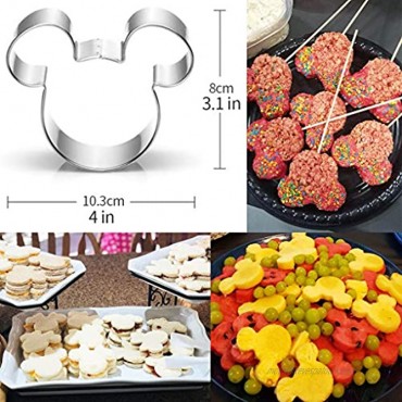 Cookie Cutter for Kids Sandwich Cartoon of Mickey Mouse Cookie Cutter Shaped Biscuit Mould for DIY Cake Craft Bakeware Decoration Stainless Steel Cutter Set 5 pcs