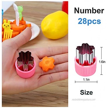 FIRETREESILVERFLOWER Vegetable Cutter Shape set,Mini Sizes Biscuit Cookie Cutters Set Fruit Biscuit Pastry Stamp Mold Suitable For Children's Baking And Food Supplements.28Pcs+20 Forks