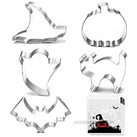 Halloween Cookie Cutters 5 pieces Cookie Cutters Shape Pumpkin Bat Ghost Cat and Witch Hat Shapes for Halloween Food Party Decorations