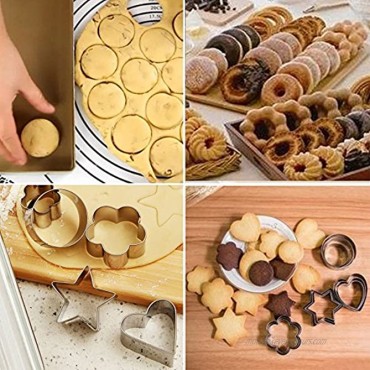Homy Feel Mini Geometric Shaped Cookie Biscuit Cutter Set 24 Octagon Square Heart Triangle Round Tiny Circle Baking Stainless Steel Metal Molds