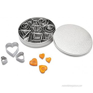 Homy Feel Mini Geometric Shaped Cookie Biscuit Cutter Set 24 Rectangle Square Heart Triangle Round Tiny Circle Baking Stainless Steel Metal Molds