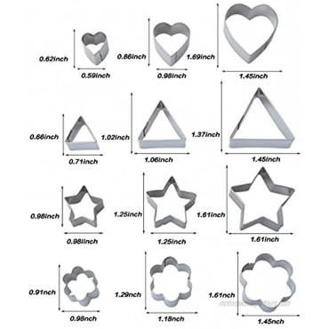 Homy Feel Mini Geometric Shaped Cookie Biscuit Cutter Set 24 Rectangle Square Heart Triangle Round Tiny Circle Baking Stainless Steel Metal Molds