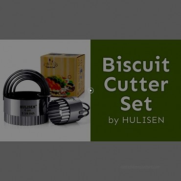 HULISEN Biscuit Cutter Set 5 Pieces Set Stainless Steel Round Biscuit Cutters with Handle Wave Cookies Cutter with Fluted Edge Professional Baking Dough Tools Wave