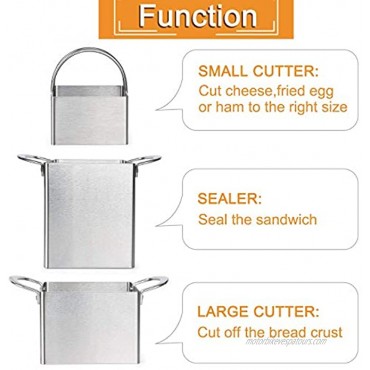 HULISEN Stainless Steel Decruster Sandwich Cutter and Sealer Heavy Duty PB J Sandwich Maker Remove Bread Crust DIY School Lunch Pocket for Kids Child Used for Square Biscuit Cutter Gift Package