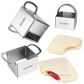HULISEN Stainless Steel Decruster Sandwich Cutter and Sealer Heavy Duty PB J Sandwich Maker Remove Bread Crust DIY School Lunch Pocket for Kids Child Used for Square Biscuit Cutter Gift Package