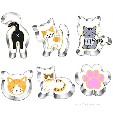 Kitty Cat Cookie Cutter Set-6 Piece-Kitty Cat Face Kitty Butt Kitty Cat Paw and 3 Cute Shapes Kitty Cat Body Cookie Cutters Molds for Kitty Cat Themed Party cat
