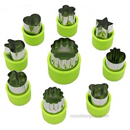 LENK Vegetable Cutter Shapes Set,Mini Pie,Fruit and Cookie Stamps Mold,Cookie Cutter Decorative Food,for Kids Baking and Food Supplement Tools Accessories Crafts for Kitchen,Green,9 Pcs