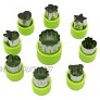LENK Vegetable Cutter Shapes Set,Mini Pie,Fruit and Cookie Stamps Mold,Cookie Cutter Decorative Food,for Kids Baking and Food Supplement Tools Accessories Crafts for Kitchen,Green,9 Pcs