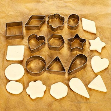 Mini Cookie Cutter Shapes Set 30 Tiny Stainless Steel Stamps of Flower Heart Star Geometric Shapes for Out Pastry Dough Pie Crust & Fruit Fondant