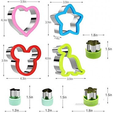 Sandwich Cutter Set Including 4 Sandwich Cutters Shaped Like Mickey Dinosaur Star and Heart and 7 Vegetable Cutters Suitable For Children