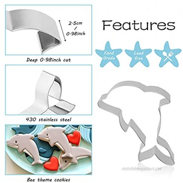 Sea Cookie Cutters 8Pcs DIY Cookie Cutter Dolphin,Octopus,Seahorse Starfish,Seashell,Jellyfish,Devil fish and frame for Baby Shower,Weddin g ,Birthday Party and Theme Party