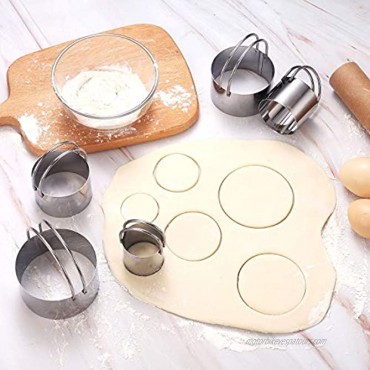 Tmflexe Biscuit Cutter Set 5 Pcs Round Cookies Cutter Handle Stainless Steel Professional Baking Tools Round Shape Molds for Festival Holiday St.Patricks Day Easter Party Baking Dough Tools