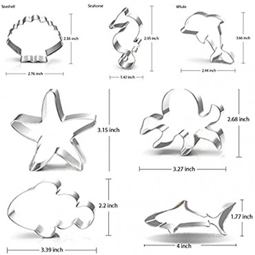Under the Sea Creatures Cookie Cutter Set-3 inches-7 Piece-Shark Seastar Seashell Seahorse Whale Octopus Fish Cookie Cutters Molds for Kids Birthday Party Supplies Favors.