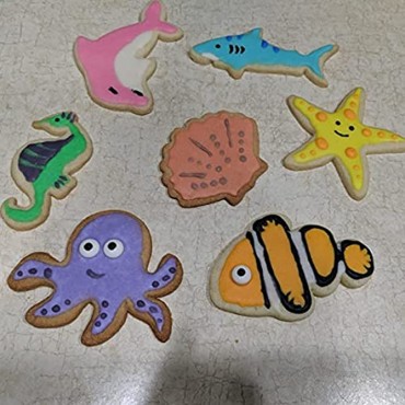 Under the Sea Creatures Cookie Cutter Set-3 inches-7 Piece-Shark Seastar Seashell Seahorse Whale Octopus Fish Cookie Cutters Molds for Kids Birthday Party Supplies Favors.