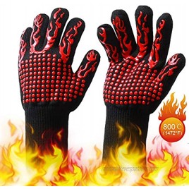 Andier Max Heat Resistant Silicone Cooking and BBQ Grill Gloves Perfect for Protecting Your Hands from Hot Ovens Boiling Water and More. Dishwasher Safe Manual Black
