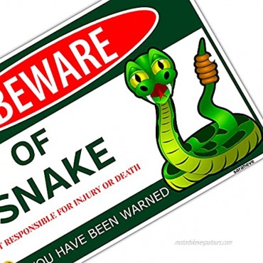 Beware of Snake Metal Tin Sign Funny Snake Sign Gifts for Snake Lovers Snake Tank Accessories for Ball Python,Snake Cave Cage Habitat Decor—Aluminum-8x 12Inches—Snake