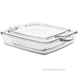 Red Co. Square Clear Glass Casserole Baking Dish with Side Handles 2 and 3 Quart Two Piece Set 13 and 10.5