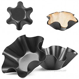 Taco Salad Bowl Maker Molds – Nonstick Carbon Steel Tortilla Shell Pans Baking Molds Tostada Bake and Serve Sets Black 4pcs pack 4