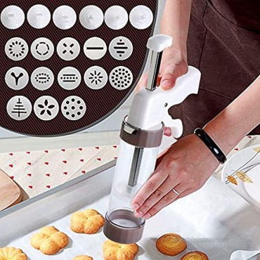 Cookie Press Gun Kit Press Mold DIY Presser Kit Includes 13 Cookie Dies Discs and 6 Nozzle for DIY Biscuit Cake Cookie Making