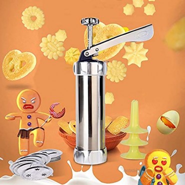 Cookie Press Gun,Stainless Steel Biscuit Press Cookie Gun Set with 20 Cookie Discs and 4 Nozzles for DIY Biscuit Maker and Decoration