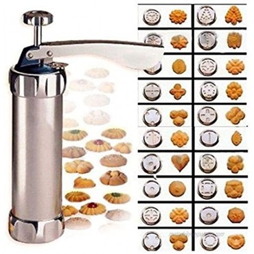 Cookie Press Maker Kit for DIY Biscuit Maker and Decoration with 8 Stainless Steel Cookie discs and 8 nozzles…