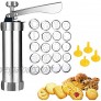Cookie press pastry press stainless steel pastry press professional cookie syringe biscuit maker with 20 motif discs 4 piping nozzles for baking and decorating cakes cakes and biscuits